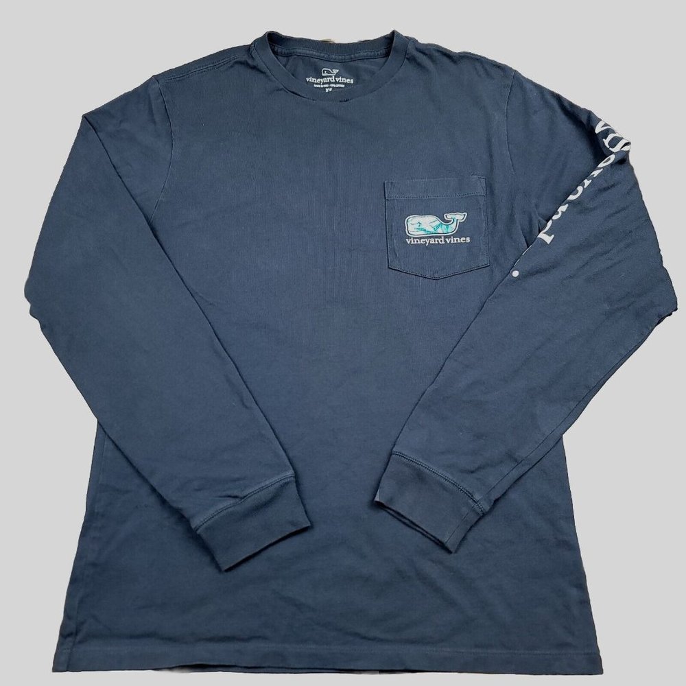 Vineyard Vines Men XS T-Shirt LS Graphic Pocket Tee - Turtle and Starfish Whale‎